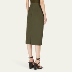 Max Mara "Cognac" skirt with side pockets Midi length Pencil silhouette Back walking vent Back zip Cotton Made in Italy Pencil Midi Skirt, Pencil Silhouette, Midi Skirt Pencil, Bergdorf Goodman, Max Mara, Cognac, Midi Length, Midi Skirt, Tops Designs