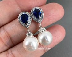 Blue Pearl Drop Jewelry, Blue Pearl Drop Dangle Earrings, Blue Dangle Pearl Drop Earrings, Elegant Blue Earrings For Anniversary, Elegant Blue Dangle Pearl Earrings, Elegant Blue Pearl Earrings, Elegant Blue Pearl Earrings For Anniversary, Elegant Blue Drop Pearl Earrings, Elegant Blue Pearl Drop Earrings