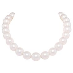 The South Sea pearl choker necklace is composed of 27 large pearls originating from the waters of Northwestern Australia. The pearls are gently graduated from 16-14mm. They feature thick nacre, a beautiful pearl-white color and a splendid lustre. The pearls were extracted from Pinctada Maxima shells ("silver-lipped mother of pearl”). They have not been dyed, bleached or treated in any way with chemical or other artificial processes that could cause their natural color or luster to diminish over Pearl Necklace Choker, Pearl Jewels, Pearl Choker Necklace, Necklace Diamond, Sea Pearl, South Sea Pearls, Sea Pearls, Fine Jewelry Designers, Pearl Diamond