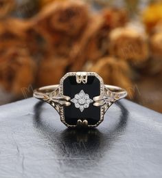 Unique Design Natural Onyx Ring// Antique Black Agate Engagement Ring// Black Gemstone Jewelry// Women's Event Ring//black Onyx Wedding Ring - Etsy Vintage Black Onyx Ring, Art Deco Engagement Ring Black, Moody Engagement Rings, Onyx Ring Women, Onyx And Pearl Ring, Black Onyx Engagement Ring Vintage, Vintage Black Ring, Black Gemstone Ring For Anniversary, Antique Black Jewelry For Wedding