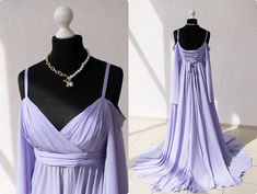 Lavender chiffon dress Chiffon elegant dress Lilac chiffon dress Lavender women dress Lilac women dress Chiffon women dress Photoshoot dress 100% Real photos!! Available in any size and other colors - contact me for additional colors before ordering ⚠️Please note that the colors of the objects on photos may differ from real⚠️ MATERIALS: Matte Chiffon: Luxury wedding.Draped, flexible, and high-quality. Durable and easy to handle. He a thinner and has a matte look. Most used in the wedding dress. Purple Greek Goddess Dress, Purple Chiffon Dress For Summer Wedding, Purple Chiffon Summer Wedding Dress, Summer Wedding Purple Chiffon Dress, Purple Chiffon Maxi Dress For Evening, Purple Chiffon Evening Dress, Spring Purple Chiffon Wedding Dress, Purple Flowy Chiffon Dress, Flowy Purple Chiffon Dress