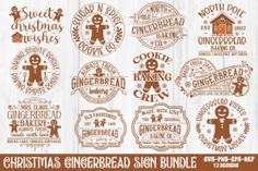 christmas gingerbread sign bundle on wood background