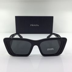 New Authentic Prada SPR 08YS SUNGLASSES C. 1AB-5S0, Black Italy  New Classic Prada Sunglasses Frame: Prada Sunglasses Model/Style: SPR 08YS Color: C. 1AB-5S0, Black (Shiny Black with Matte Black) Lenses: Solid Dark Grey Lenses  Size: 51-18-145 mm Serial Number # BP 01923624D Ships with Case Made in Italy All Sales Final No Returns Luh Twizzy, Twice 10th Member Outfits, Sun Glass, Sunglasses Model, Cute Sunglasses, Sunglasses Frame, Lenses Color, Trendy Sunglasses, Prada Sunglasses