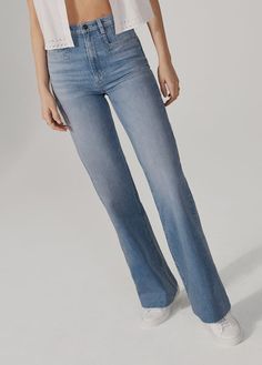 THE JORDIE SUPER HIGH RISE WIDE LEG Mid-rise Medium Wash Flare Jeans, Modern High Rise Denim Blue Flare Jeans, Modern High-rise Denim Blue Flare Jeans, Modern High Rise Dark Wash Flare Jeans, Modern Medium Wash Full Length Bottoms, Modern Full-length Bottoms In Medium Wash, Modern Full-length Medium Wash Bottoms, Modern Full Length Medium Wash Bottoms, Light Wash Straight Leg Jeans For Elevated Casual