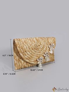 BirdinBag - Vacation Straw Bag with Shell and Tassel Decor Travel Clutch Bag With Tassels, Vacation Pouch Bag With Tassels, Vacation Tassel Clutch Bags, Beach Clutch Bag With Tassels, Rectangular Clutch With Tassels For Daily Use, Summer Rectangular Clutch With Tassels, Tassel Decoration, Tassel Decor, Tassels Decor