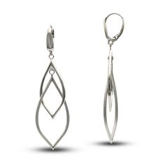 Striking open teardrops hang elegantly within open marquise shapes in these stylish women's hollow dangle earrings. Fashioned in 14K white gold, the 60mm earrings secure in place with leverbacks. Diamond Cut Teardrop Chandelier Earrings, Modern Teardrop Jewelry With Elegant Design, Modern Metal Teardrop Earrings For Formal Occasions, Modern Pierced Teardrop Earrings For Formal Events, Modern White Gold Teardrop Earrings, Elegant Teardrop Diamond Cut Chandelier Earrings, Modern Marquise Earrings For Formal Occasions, Elegant Metal Chandelier Earrings With Lever Back, Elegant Pierced Teardrop Linear Earrings