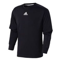 adidas Printing Logo Round Neck Long Sleeves Black DU1037 (Men's) Casual Crew Neck Sweatshirt For Training, Black Sportswear Sweatshirt For Training, Black Long Sleeve Sweatshirt For Training, Adidas Black Sweatshirt For Sports, Black Training Sportswear Sweatshirt, Black Training Sweatshirt, Adidas Logo Long Sleeve Streetwear Tops, Casual Long Sleeve Adidas T-shirt, Moisture-wicking Black Sweatshirt For Training