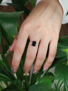 Embrace the enchanting allure of our Emerald Cut Black Onyx Diamond Ring, meticulously crafted in lustrous 14K rose gold. Luxury Rose Gold 14k Gold Emerald Ring, Elegant 14k Rose Gold Emerald Ring, Rose Gold Emerald-cut Jewelry With Halo Setting, Elegant Rose Gold Emerald Ring In 14k, Classic Emerald Cut Sapphire Ring In Rose Gold, Classic Emerald-cut Rose Gold Sapphire Ring, Elegant Oval Rose Gold Emerald Ring, Elegant Black Emerald Round Ring, Elegant Rose Gold Emerald Cut Emerald Ring