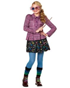 Be unapologetically YOU! If Luna Lovegood is your favorite Harry Potter character, this officially licensed costume is the perfect way to show off your magical fandom. With included purple peplum jacket and shirt, blue tights, striped leg warmers, and Luna's iconic glasses, you'll have everything you need to nail the look!Officially licensedIncludes:Two-fer jacket and shirtTightsLeg warmersGlassesLong sleevesMaterial: Polyester, spandex, acrylicPull over closureCare: Spot cleanImportedNote: Shoe Diy Luna Lovegood Costume, Luna Lovegood Diy Costume, Luna Lovegood Outfits, Luna Lovegood Costume, Iconic Glasses, Joy Costume, Harry Potter Costumes, Striped Leg Warmers, Harry Potter Character