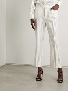 TOM FORD Pinstriped wool-blend twill straight-leg pants Exclusive Dress, Summer Hats, Clothes Collection, Everyday Wardrobe, Beach Dresses, Floral Maxi Dress, Jeans Dress, Straight Leg Pants, Net A Porter