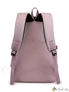 BirdinBag - Versatile Letter Patch Backpack: Stylish and Practical Solid Color Backpack With Adjustable Strap, Purple Bags With Large Capacity For Study, Solid Color Backpack, Back To School Laptop Bag For Daily Use, Shoulder Bag With Adjustable Strap For Study, Backpack For Daily Use And Back To School, Back To School Laptop Backpack With Adjustable Strap, Solid Color Portable Backpack, Travel Shoulder Bag For Back To School