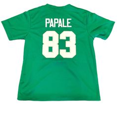 You are buying a Vince Papale Green T-Shirt Made from 100% Polyester. This item does not have any team logos or emblems.  All the numbers and names are Screen Printed.  The Size Chart is the 3rd Picture in the Listing If you have any questions, please feel free to ask. Will ship ASAP... Green Short Sleeve Moisture-wicking Jersey, Fan Apparel Jersey With Letter Print And Short Sleeves, Green Short Sleeve Team Spirit T-shirt, College Jersey T-shirt With Team Name, Green Short Sleeve Jersey For Sports Events, Green Fan Apparel T-shirt For Game Day, Green T-shirt With Team Name For Game Day, Green Sublimation Short Sleeve For Sports Season, Short Sleeve Jersey T-shirt For Team Spirit