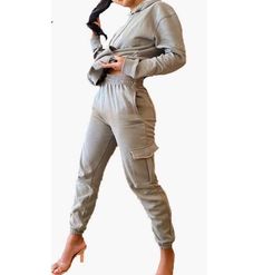 Size: Large Fall Athleisure Tracksuit With Side Pockets, Relaxed Fit Athleisure Tracksuit With Drawstring, Gray Tracksuit With Pockets For Loungewear, Athleisure Tracksuit With Drawstring And Relaxed Fit, Sporty Tracksuit With Pockets For Loungewear, Solid Cotton Tracksuit With Pockets, Fitted Cotton Joggers With Drawstring, Casual Tracksuit With Side Pockets For Sports, Sportswear Tracksuit With Pockets For Loungewear