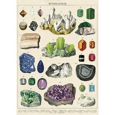 a poster with different types of rocks and crystals