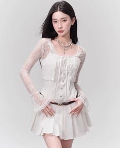 ❤Cool Hot Girl Camisole Dress❤︎ Bolero Outfit, Bolero Cardigan, Lace Bolero, Lace Cardigan, Romantic Lace, Lace Flowers, Cropped Cardigan, British Indian, Flared Sleeves