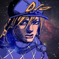 a drawing of a man wearing a baseball cap and uniform with space in the background