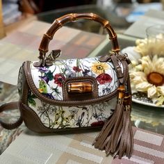 Nwt Authentic Gucci Medium Floral Bamboo Top Handle Shoulder Bag/Handbag. Medium Size. Brand New Condition. Never Been Used. Gucci Multicolor Shoulder Bag, Gucci Multicolor Top Handle Bag, Multicolor Gucci Shoulder Bag, Gucci Multicolor Shoulder Bag For Daily Use, White Gucci Shoulder Bag With Handles, White Gucci Bag With Handles, Elegant Multicolor Gucci Bags, Bamboo Top, Gucci Bamboo