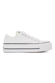 Converse: White Chuck Taylor All Star Lift Low Sneakers | SSENSE Converse Low-top Sneakers With Rubber Sole, Converse Low-top Platform Sneakers With White Sole, Converse Cream Low-top Sneakers, White Sole Low-top Converse Skate Shoes, White Sole Converse Low-top Sneakers, White Chuck Taylors, Low Sneakers, Chuck Taylor All Star, Chuck Taylor Sneakers