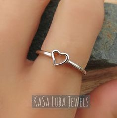 Silver heart ring dainty ring heart ring sterling silver | Etsy Minimalist Silver Heart Ring For Promise, Nickel-free Sterling Silver Promise Ring, Sterling Silver Promise Ring With Simple Design, Silver Open Ring Jewelry For Valentine's Day, Silver Open Heart Promise Ring, Dainty White Gold Heart Ring For Promise, Dainty White Gold Heart Promise Ring, Valentine's Day Silver Open Ring Jewelry, Nickel Free Sterling Silver Rings For Gifts