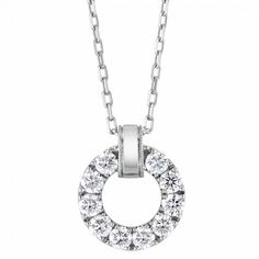 Frederic Sage Diamond Open Circle Pendant in White Gold, 18" | Borsheims Diamond Necklace In White Gold With Round Stone, Formal Round Necklace With Prong Setting, Formal Platinum Necklace With Round Pendant, Dazzling Round Necklace For Formal Occasions, Formal Jewelry With Pave Setting In Round Pendant, Formal Jewelry With Pave Setting Round Pendant, Formal Round Necklace With Diamond Accents, Formal Round Necklaces With Diamond Accents, Luxury Round Necklace With Prong Setting