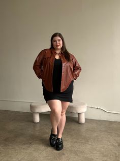 An instant classic, our new Plus Size PU Leather Shirt Jacket has a luxurious aesthetic and feel. Crafted in an oversized fit and constructed from premium PU leather, it ensures effortless style and comfort all day long. The double pockets at the front and slightly oversized design offer a elegantly timeless look that will last for seasons to come. This shirt features a buttery soft PU leather, double pockets on the front, snap buttons down the front, a folded-down collar, and an oversized fit. Leather Jacket Plus Size, Leather Shirt Jacket, Luxurious Aesthetic, Men's Outfits, Big Sis, Leather Shirt, Mid Size, The Double, Biker Jacket