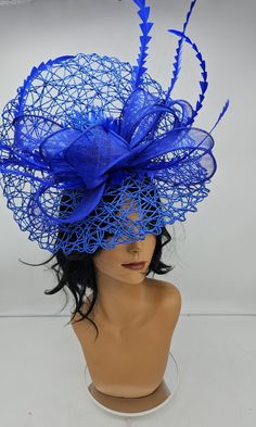 Elegant royal blue Fascinator! Classic style to go with a variety of outfits: bridesmaids,  cocktail party,  Kentucky Derby, Rehearsal dinner, Easter and church outfits.  Ones with hair clip and headband.  - Lightweight  - Ready to ship - Fast Shipping - Free Shipping - Group discount available - Customize by adding different color flowers and or feathers - Headband and Hair clip  It comes in other colors see their links below: CHECK OUT MY STORE FOR OTHER STYLES & COLORS: etsy.com/shop/Hatsandp Elegant Carnival Fascinator For Church, Elegant Hats For Wedding And Carnival, Elegant Carnival Hat Headpiece, Elegant Mini Hats For Wedding And Carnival, Fitted Party Costume Hats With Structured Crown, Elegant Blue Mini Hat With Structured Crown, Elegant Fascinator For Carnival, Fitted Headpieces For Kentucky Derby And Parties, Elegant Blue Fascinator For Formal Occasions