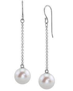 Freshwater Pearl Sandra Earrings Classic Drop Earrings With Pearl Chain, Classic Akoya Pearl Earrings With Pearl Pendant, Elegant Hypoallergenic Drop Pearl Earrings, White Gold Akoya Pearl Dangle Earrings, Elegant Sterling Silver Pearl Earrings With Pearl Chain, Formal Silver Pearl Chain Earrings, Classic Hypoallergenic Akoya Pearl Earrings, Hypoallergenic Akoya Pearl Earrings In Classic Style, Hypoallergenic Classic Akoya Pearl Earrings