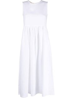 milk white linen/flax pleat detailing crew neck two front pouch pockets sleeveless straight hem Conscious: This item contains at least 50% low-impact materials, which are certified or widely recognised as having a lower environmental impact. Midi Dress White, Linen Midi Dress, Vestido Casual, White Midi Dress, Environmental Impact, Dress White, White Linen, Pocket Pouch, Day Dresses