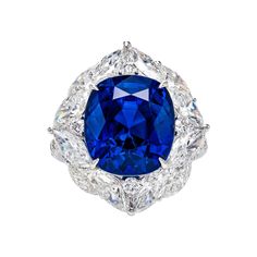 This Vihari Jewel ring features a natural 11.58 carat Royal Blue cushion cut Sapphire from Sri Lanka (GRS Certificate #2020-082763) with no artificial heating. GRS describes the colour as naturally "vivid blue." The sapphire is surrounded by 12 marquise shaped diamonds totaling 3.77 carats (F color, VS+ clarity). The total carat weight of the ring is 15.35 carats. Current ring size = US 5.5 / UK K 1/2 / SWITZ 10.5 / JPN 10 / HK 12 Purchase includes complimentary ring resizing, Vihari Jewels ring Emerald Cut Diamond Earrings, Pear Shaped Diamond Ring, Blue Sapphire Diamond Ring, Cushion Cut Diamond Ring, Marquise Shape Diamond, Rings Luxury, Dream Party, Yellow Diamond Rings, Gold For Sale