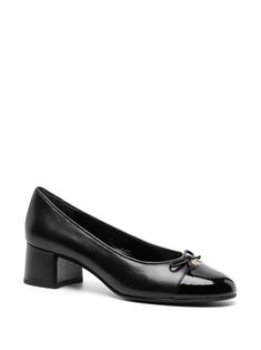 Tory Burch 50mm bow-detail Leather Loafers - Farfetch Formal Low Heel Court Shoes With Bow, Formal Court Shoes With Bow And Low Heel, Elegant Block Heels For Workwear With Rubber Heel Cap, Formal Block Heels With Rubber Heel Cap, Luxury Low Heel Heels With Bow, Formal Low Heel Block Heels With Bow, Elegant Formal Block Heels With Bow, Classic Patent Leather Block Heels For Work, Calf Leather Court Shoes With Block Heel