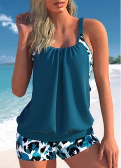 Color:Peacock Blue;Size:S;Size:M;Size:L;Size:XL;Size:XXL;Bra Style:Padded;Support:Wire Free;Pad Style:Removable;Strap Style:Adjustable;Package Contents:1 X Top , 1 X Shorts;Occasion:Sport; Where To Buy Swimsuits, Florida Clothes, Swimsuits With Shorts, Swimsuits For Big Busts, Tank Top Swimsuit, Blue Tankini, Florida Outfits, Skirted Swimsuit, Swimsuit With Shorts