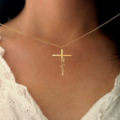 "Cross Name Necklace,Personalized Cross Name Necklace,Custom Name Necklace,Religious Gift for Women,\"Gold will Bless You\",Confirmation Gift ✨Description 1、Finish: silver,14k gold plated,14k rose gold plated 3、Chain length: 14 \", 16\", 18 \", 20\", 22 \" 4、Gift box: All our necklaces are preparing gifts in elegant jewels, ready to use as gifts. ✨How to order? 1、Select necklace color and material 2、Select necklace length 3、Leave the content you want to customize in the custom box 🎁Transportation time 1、Our manual time is 5-7 working days 2、The transportation time is 8-10 working days, and the working day outside the Australia is 8-12 working days. 🌈About jewelry 1、 Don't leave a wet environment for a long time 2、 Avoid contact with perfume, body oil and other chemicals 3、 Do not use che Inspirational Gold Cross Jewelry, Personalized Spiritual Crucifix Necklace, Spiritual Cross Pendant For Wedding, Personalized Gold Spiritual Cross Necklace, Inspirational Gold Cross Necklace, Personalized Crucifix Cross Necklace, Personalized Spiritual Crucifix Jewelry, Cross Pendant Necklace Woman, Airplane Necklace