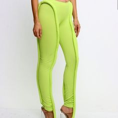 Lime Green Only ..Poly And Spandex Trendy Full-length Elastane Leggings, Summer Full Length Stretch Leggings, Stretch Full Length Summer Leggings, Full Length Stretch Leggings For Summer, Summer Elastane Stretch Leggings, Trendy Stretch Leggings For Party, Trendy Stretch Tights, Summer Stretch Elastane Leggings, Stretch Elastane Leggings For Summer