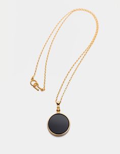 The black mirror is a symbol of our times. We live in a world of black, shiny surfaces, behind which there is a parallel, yet unrecognized reality.Necklace with a natural, black stone, onyx, made of 925 silver optional plated with 24-carat gold. It has a special hook and eye clasp. Diameter: 27 mm, height: 42 mm, thickness: 4 mm. Chain length: 600 mm.The product is made entirely in Poland. Possible chain length personalization on request. Waiting time up to 20 business days. Write a message what Mirror Necklace, Figaro Necklace, Black Mirror, Hook And Eye, Black Stone, Gold Plated Silver, Cleaning Jewelry, Jewelry Branding, Chain Lengths