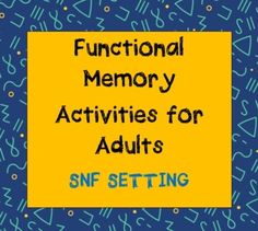 Functional Memory Activities for the SNF setting. Great for speech therapists looking for memory activities for adults. This workbook includes activities targeting orientation, immediate/short-term memory, and safety awareness. Life Skill Stations For Memory Care, Memory Activities For Adults, Memory Games For Adults, Adaptive Equipment Occupational Therapy, Snf Slp, Senior Care Activities, Memory Care Unit, Nursing Home Ideas, Memory Care Activities