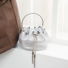 Style: Fashion, Party, GlamorousType: Women Shoulder BagColor: Silver, Black, GoldStrap Type: Double HandleWeight: 600gClosure: DrawstringSize Fit: M Material: PU Drawstring Handbag, Christmas Offers, Blouse Jeans, Women Shoulder Bag, Rhinestone Decor, Chain Shoulder Bag, Shoulder Bag Women, Style Fashion, Shoulder Bag