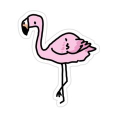 a pink flamingo sticker on a white background