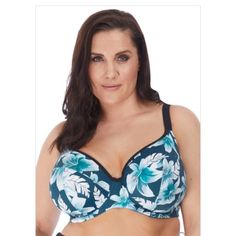 As Pictured . Brand New With Tags! Gift Me Or Keep Me! Can Be Used As Bikini Top Or Bra! Detail: Multiway Strap, Underwire Support, Lycra, Heavy Duty Clasp, Lined, Vibrant & Colorful. The Island Lily Plunge Underwire Multiway Bikini Top Combines Sports Luxe Styling With A Refreshing Print In Vibrant Tones. The Must-Have Bikini Top Is Lined With Light But Supportive Fabric To Offer The Same Fit As An Elomi Bra. Complete With Convertible Straps Which Can Be Worn Crossed At The Back. Designed To Fi Blue Padded Swimwear For Swimming, Underwire Partially Lined Swimwear For Beachwear, Partially Lined Underwire Swimwear For Vacation, Padded Blue Swimwear For Pool, Padded Swimwear For Pool And Beach Season, Underwire Partially Lined Swimwear For The Beach, Blue Padded Swimwear For The Beach, Partially Lined Swimwear For Summer Beach, Partially Lined Swimwear For Beach Season