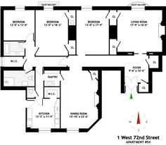 the floor plan for an apartment in west 42nd street