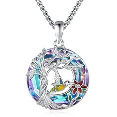 PRICES MAY VARY. Real 925 sterling silver Hummingbird pendant with Austrian crystal circle and Colorful Enamel Handmade. Lead-free, nickel-free, cadmium-free and skin-friendly. Passed SGS Inspection. Suitable for people with sensitive skin. CHAIN LENGTH：20"+2" extender = 56 cm | PENDANT WEIGHT：Approximately 6 Grams | PENDANT HEIGHT：1.2" = 31mm | PENDANT WIDTH：0.85" = 22 mm | LOBSTER-CLAW CLOSURE The chain features an adjustable length, thanks to the extension chain, making it easy to customize according to your preferences. You can effortlessly remove the chain or replace it with other pendants, providing you with endless possibilities for personalization. Our pendant is not just a piece of jewelry; it's a statement of your unique personality. Crafted with attention to detail, the bird pen Men Valentines, Hummingbird Jewelry, Crystal Circle, Hummingbird Gifts, Hummingbird Necklace, Hummingbird Pendant, Sweet Necklace, Chain Making, Bird Gifts