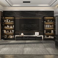 a modern living room with marble walls and flooring is pictured in this rendering image