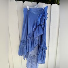 Chicwish Blue Ruffle Tiered Midi Skirt New With Tags Size Xl Gorgeous Skirt! Relaxed Ruffle Skirt For Brunch, Light Blue Cotton Skirt With Ruffles, Ruffled Midi Skirt For Brunch, Brunch Midi Skirt With Ruffles, Cotton Skirt With Ruffle Hem For Brunch, Blue Cotton Bottoms With Ruffle Hem, Blue Skirted Bottoms With Ruffles, Skirted Blue Bottoms With Ruffles, Blue Gathered Maxi Skirt For Summer