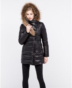 Roya Puffer With Fur Trim Leather Sleeves, Down Puffer Coat, Down Parka, Leather Sleeve, Puffer Coat, Fur Trim, Winter Coat, Parka, Puffer