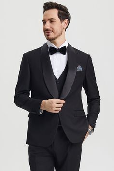 This one button tuxedo by Stacy Adams features a wide black satin shawl lapel, matching pants and vest. This comes in a hybrid fit (Sizes 34-44 = Slim Fit | Sizes 46+ = Modern Fit) Shawl Lapel Tuxedo, Matching Suits, Jessica Clark, Designer Tuxedo, Satin Shawl, Tuxedo Shirts, Black Tuxedo, Suit Style, Matching Pants