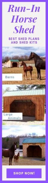 an advertisement for the run - in horse shed and shed kits, with pictures of horses