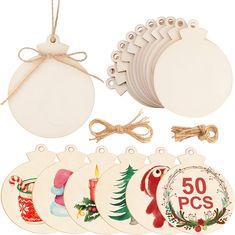 PRICES MAY VARY. 【Package Included】You will receive 50pcs of wooden ornaments for crafts. DIY Christmas ornaments approx 4.5-inch diameter, 0.1-inch thickness. The blank wood circles have 50pcs long jute twines(16in) and 50pcs short jute twines(8in). The longer one is easy to hang on the Christmas tree and the shorter one is great for dressing up the wood discs. A sufficient quantity is enough to meet your party decoration needs. 【Premium Material】These unfinished natural wood slices for crafts Christmas Crafts For Teens, Paint Diy Crafts, Santa Claus Decorations, Wooden Christmas Decorations, Diy Christmas Tree Ornaments, Kraf Diy, Wooden Christmas Ornaments, Diy Centerpieces, Vintage Diy