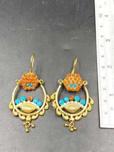 Beautifull vintage Afghan handicraft gold plated earring