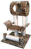 the cat tree has two scratching posts and three scratch pads on it's sides