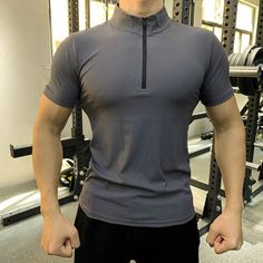 P40-3 zipper shirts Fitted Dri-fit T-shirt With Moisture-wicking, Fitted Gray T-shirt For Running, Sporty Athletic Fit T-shirt For Gym, Sporty Gray T-shirt For Running, Gray Athleisure T-shirt For Running, Sporty Dri-fit T-shirt For Gym, High Stretch Short Sleeve T-shirt For Training, Athleisure Dri-fit T-shirt For Gym, Fitted Athleisure T-shirt For Training