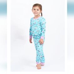 New Set Of Girls Pjs In Size Regular 6. Your Little Dreamer Will Sleep Soundly In This Ultra-Soft Cotton Pajama Designed For Long-Lasting Durability. Featuring A Unique “Grow With Me” Cuff Allowing Parents To Extend The Life Of The Pajamas. Cuff Up When They Are Small. Cuff Down As They Grow Tall! Comfortable 100% Cotton Interlock Soft Against Skin “Grow With Me” Rib Cuffs For A Snug Fit & Extended Wear Fully Elasticated Waist For Stretch And Comfort Easy Care, Machine Wash And Tumble Dry For Sa Cute Light Blue Sleepwear For Sleepover, Cute Light Blue Bedtime Sets, Cute Light Blue Loungewear Sets, Playful Light Blue Sleepwear For Bedtime, Playful Light Blue Sleepover Sets, Playful Light Blue Sleepwear For Pajama Party, Cute Blue Sets For Sleepover, Soft Cotton Pajamas, Girls Pjs